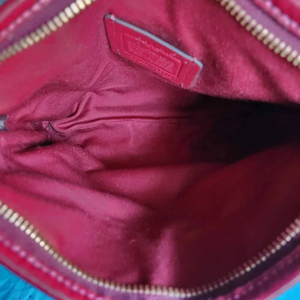 Coach Wine Signature Coated Canvas Crossbody w/Cherries EUC - Picture 9 of 11